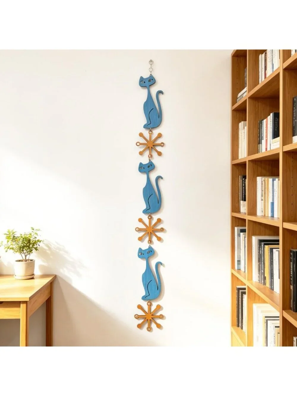 Retro Mid Century Modern Wall Art Set - 6PCS Atomic Cat & Starburst Decor for